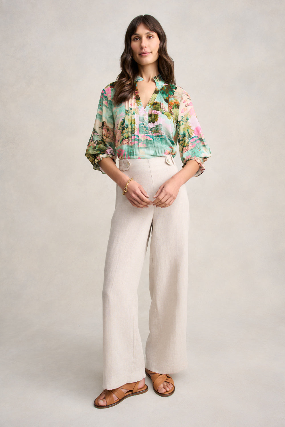 Pleat Front Kaftan - Holiday Print