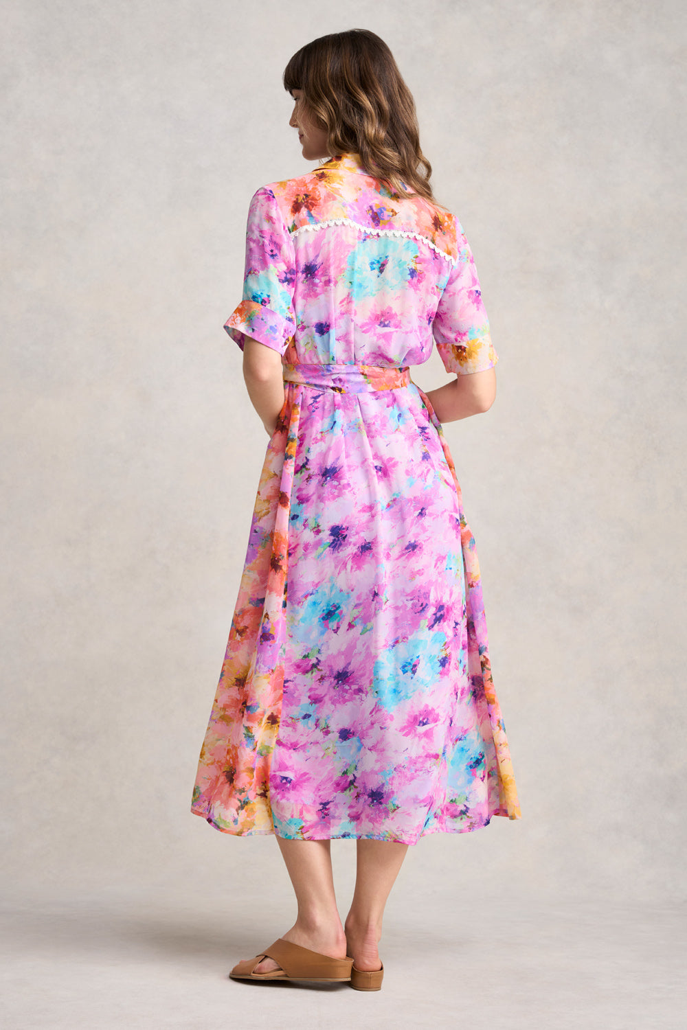 Spliced Print Shirt Dress - Janes Bouquet