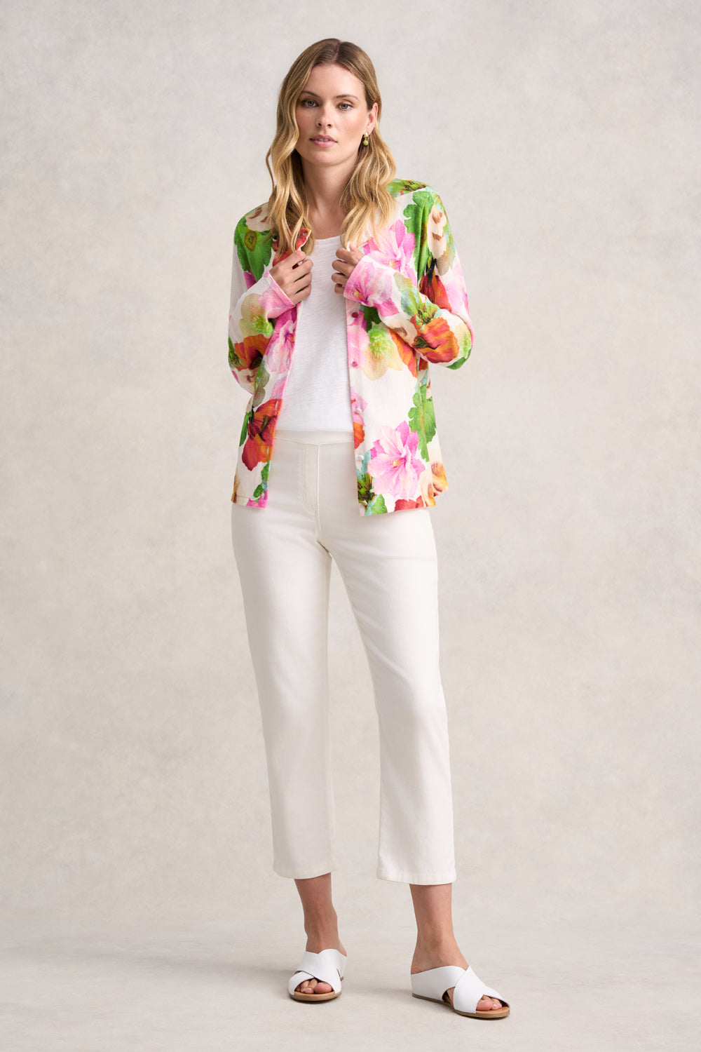 Printed Cotton Cardigan - Multi Floral