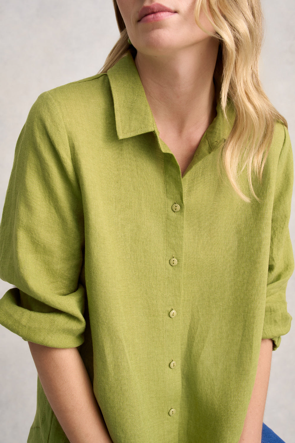 3/4 Sleeve Linen Shirt - Pear Cross Dye