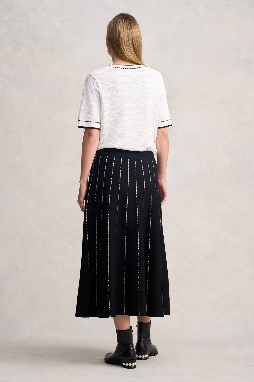 Jacquard Knit Top - White
