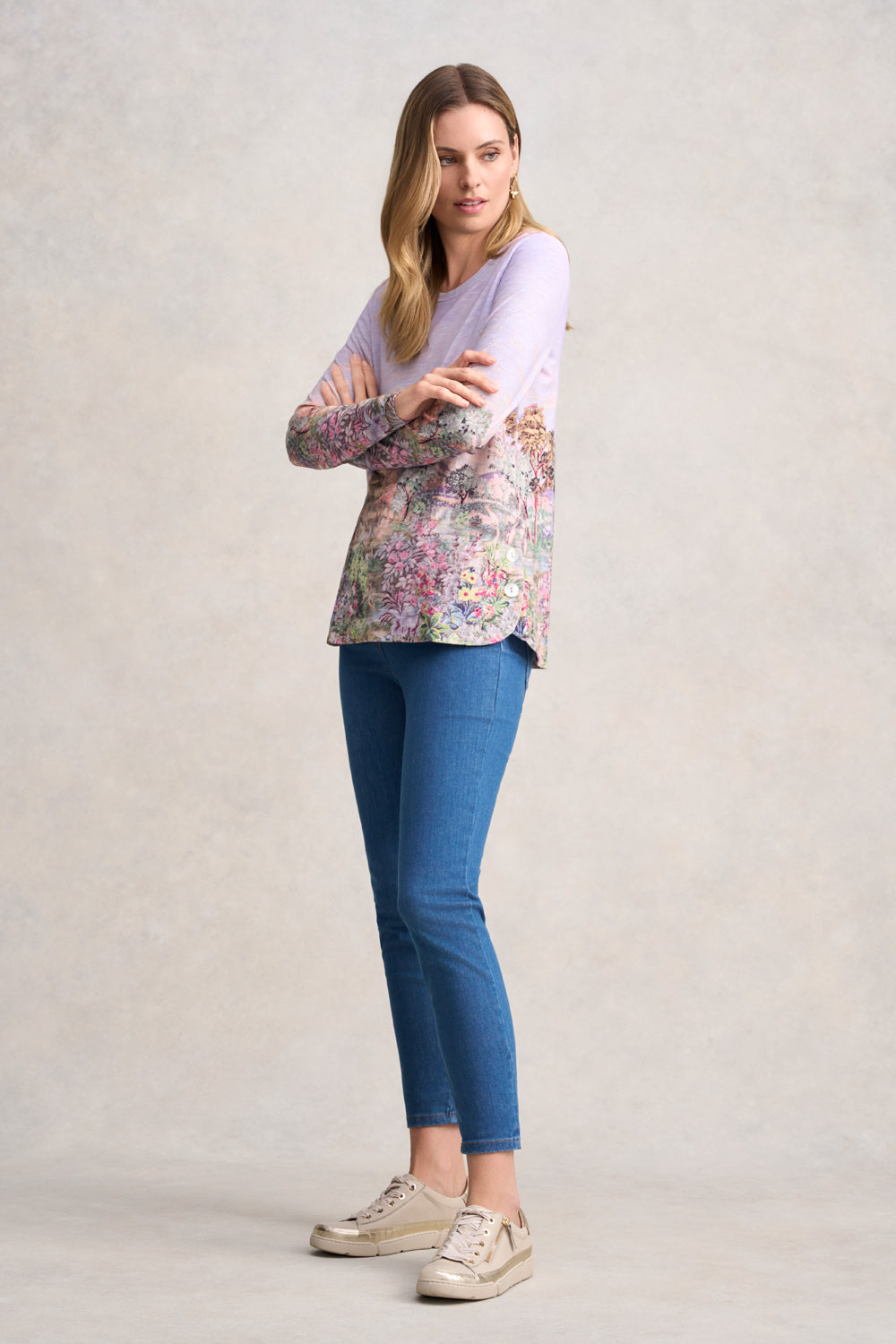 Long Sleeve Organic Cotton T-Shirt - Scenic Sunset Print
