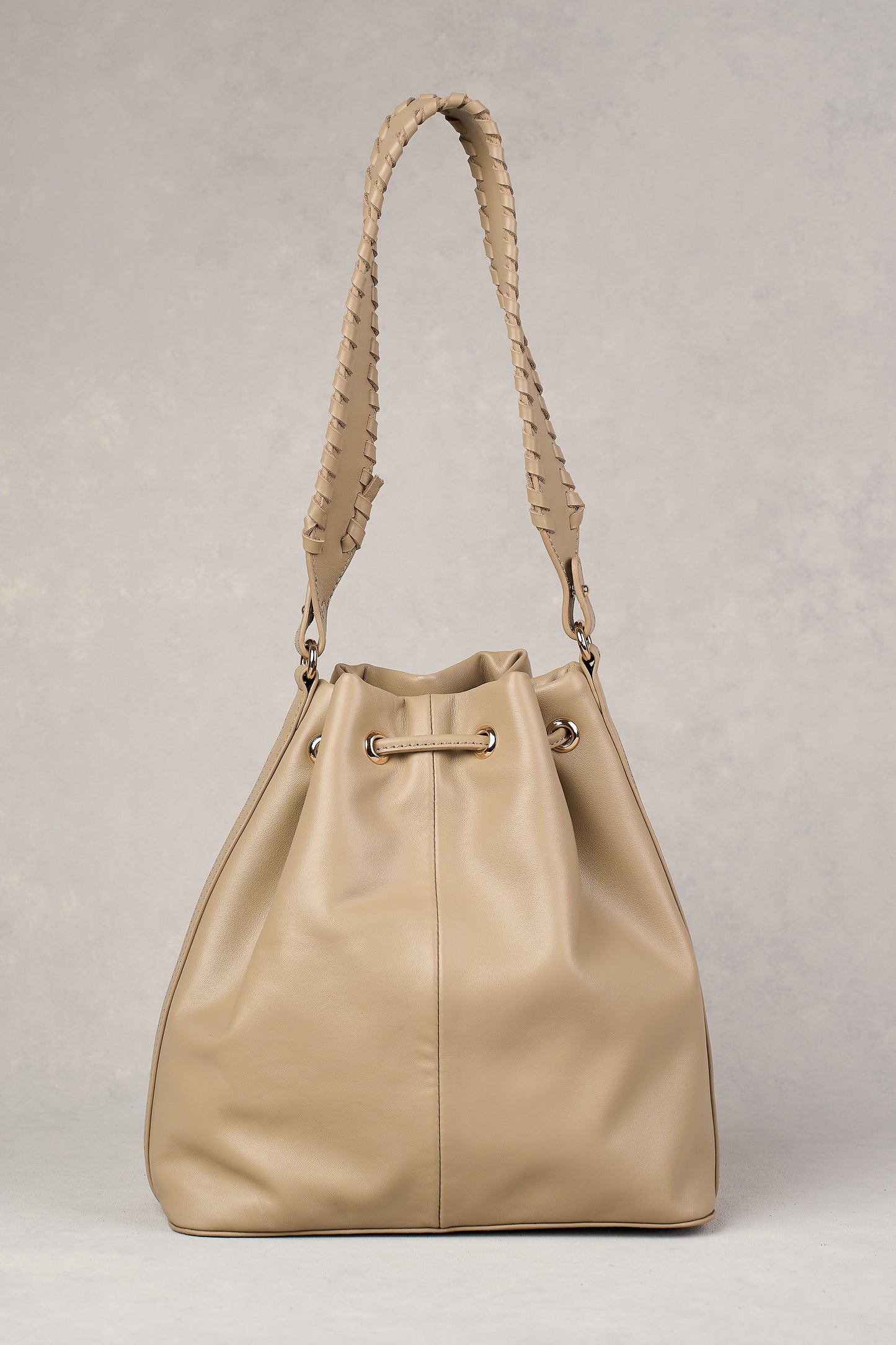 Leila Drawstring Bucket Bag - Stone