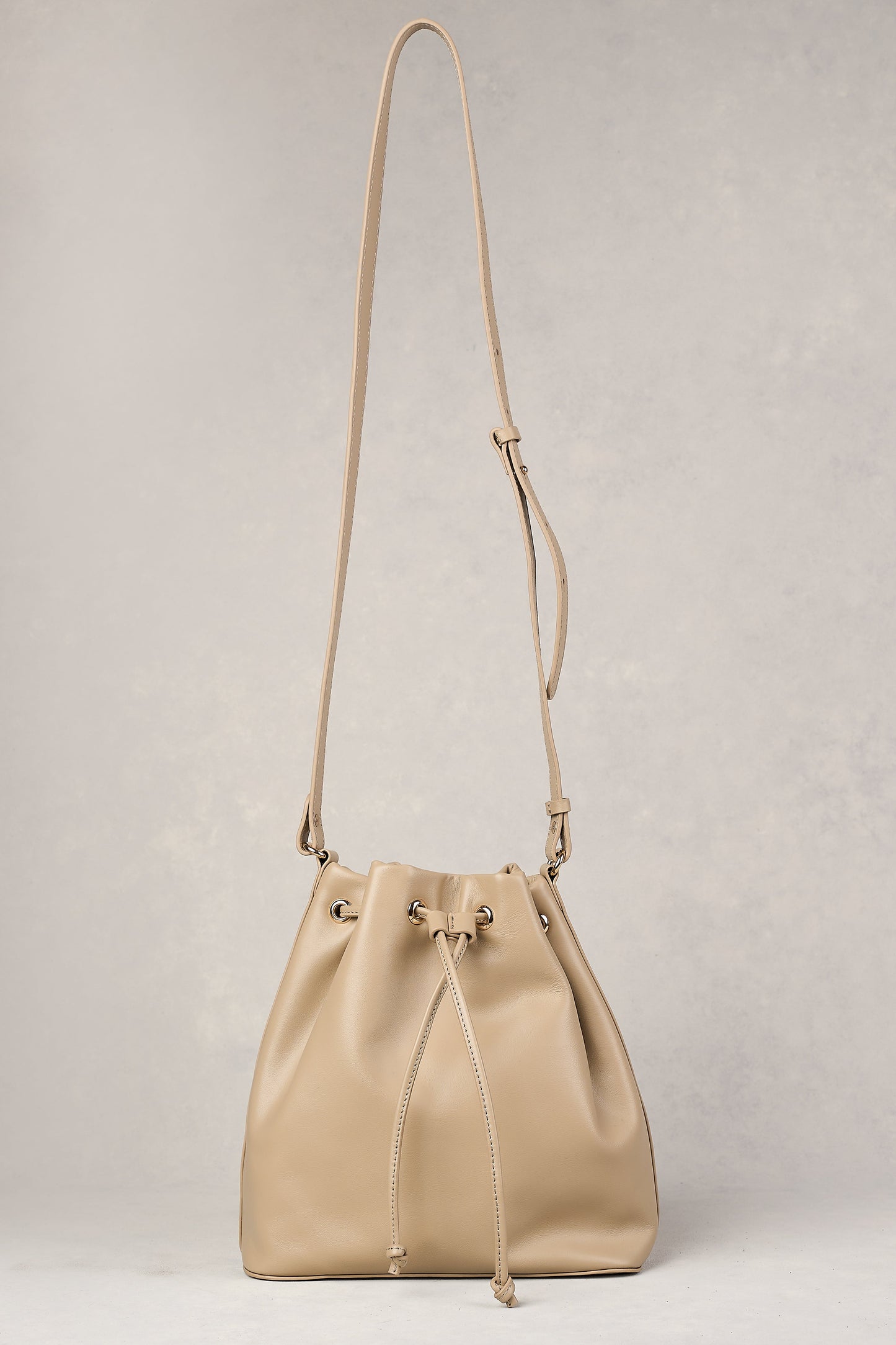 Leila Drawstring Bucket Bag - Stone
