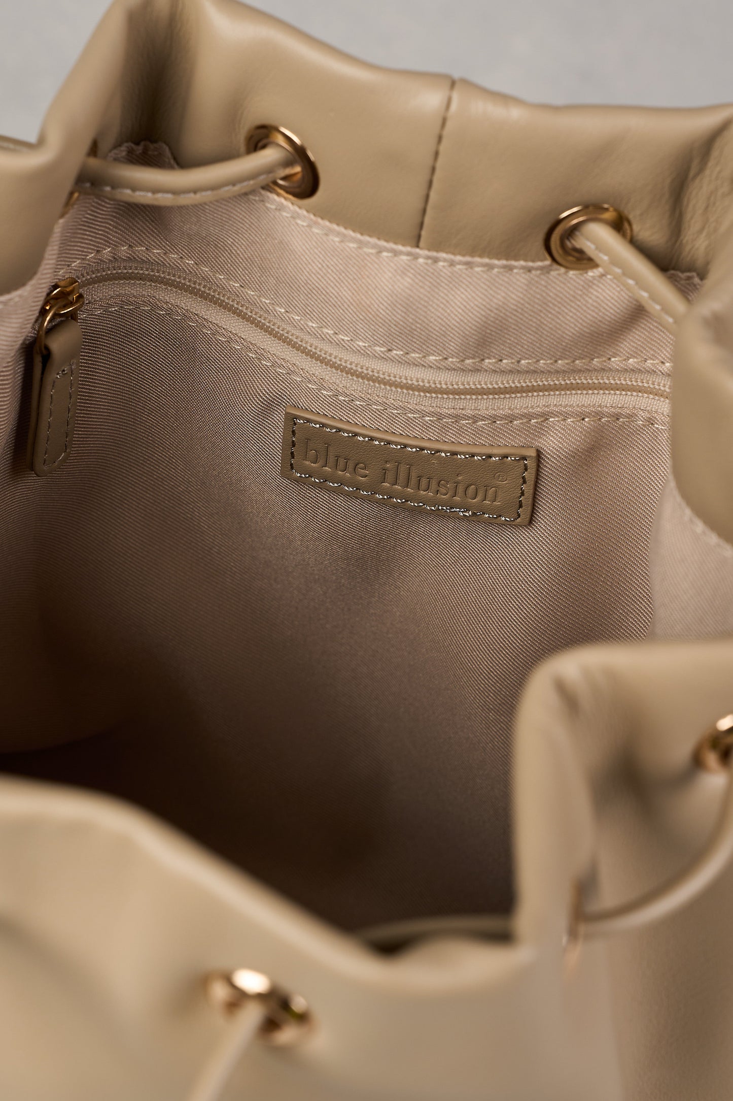 Leila Drawstring Bucket Bag - Stone