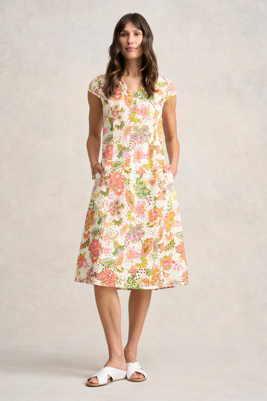Broderie Printed Dress - Floral White Print