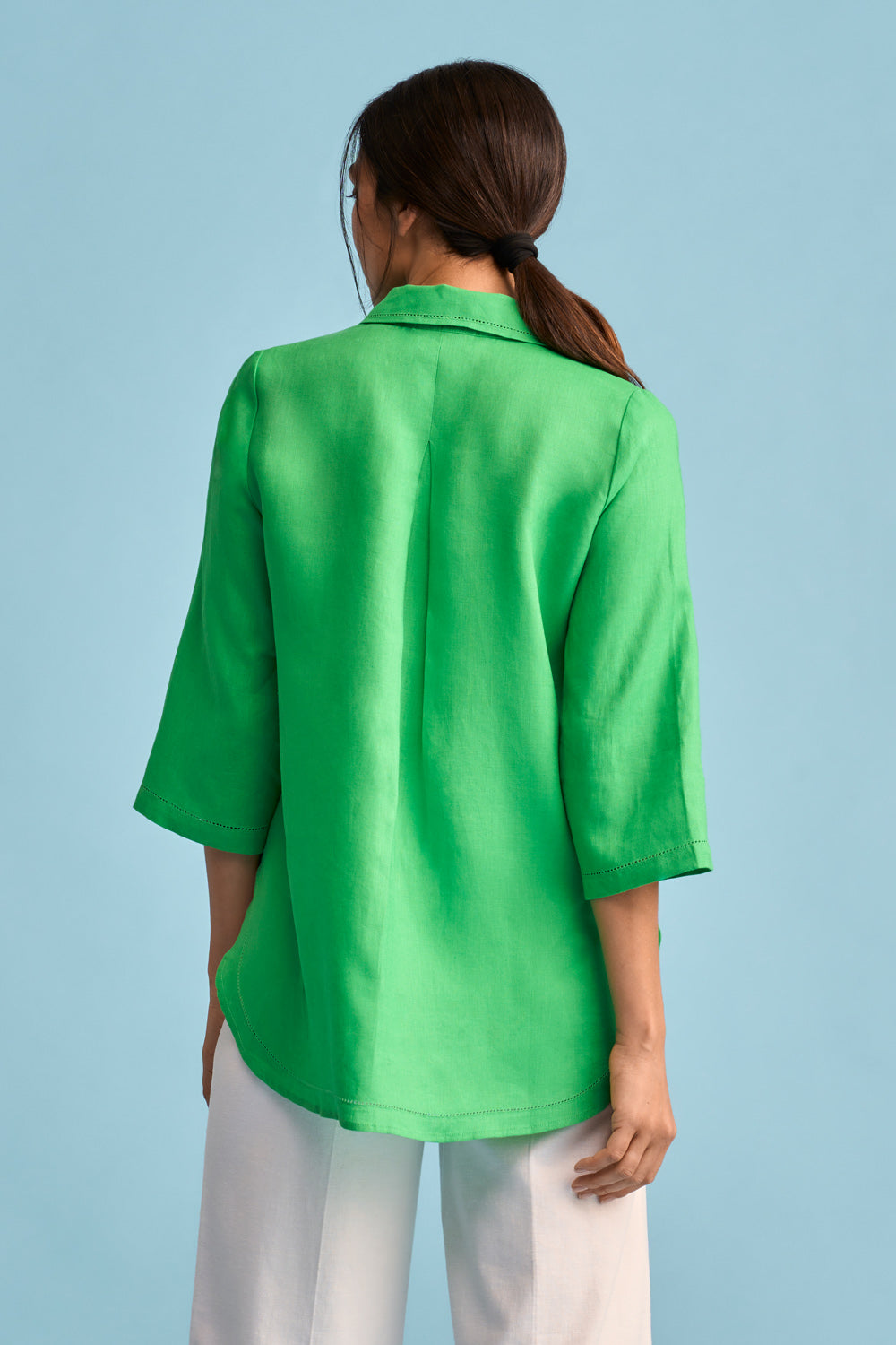 French Linen Shirt - Vibrant Green