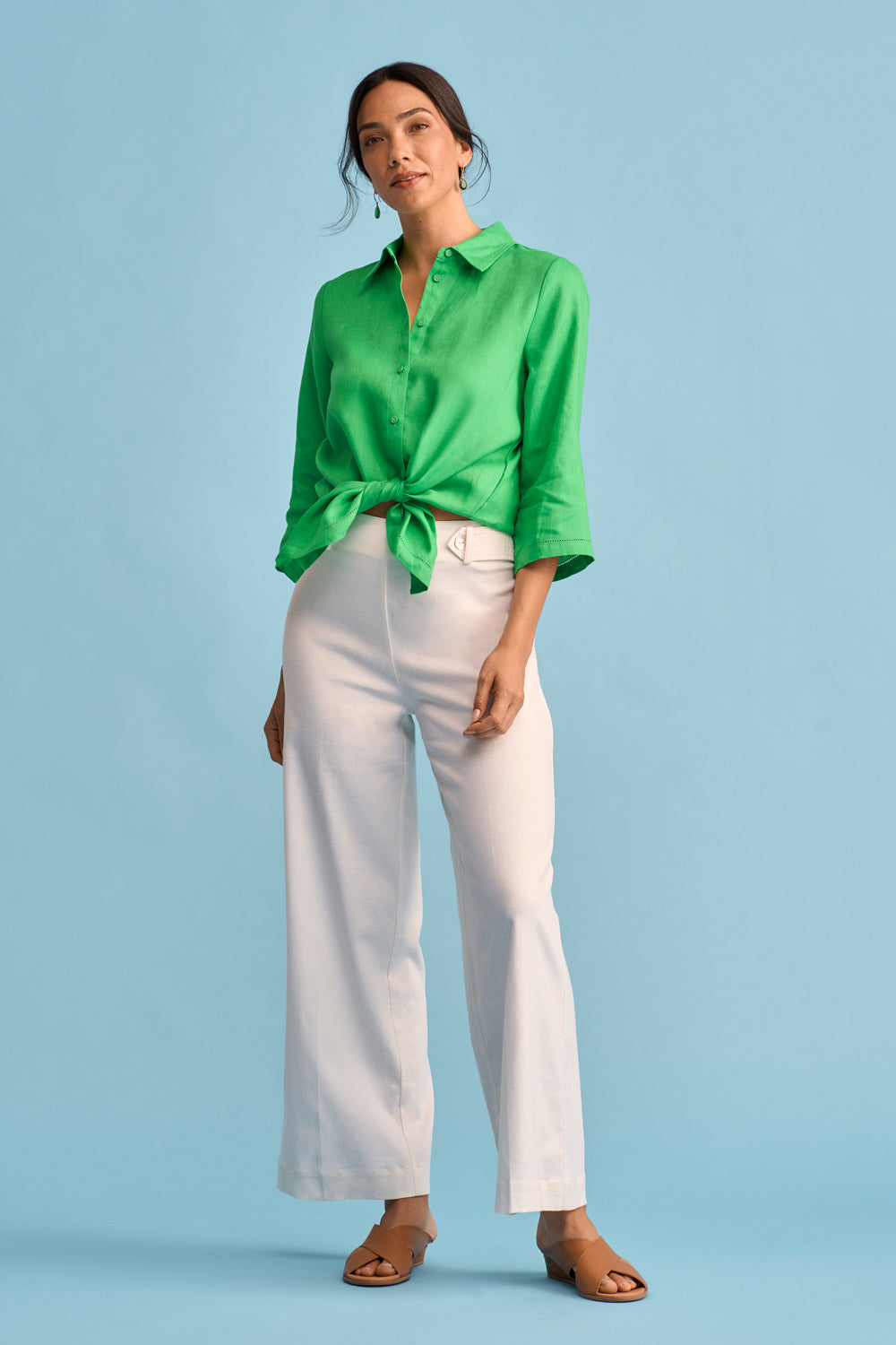 French Linen Shirt - Vibrant Green