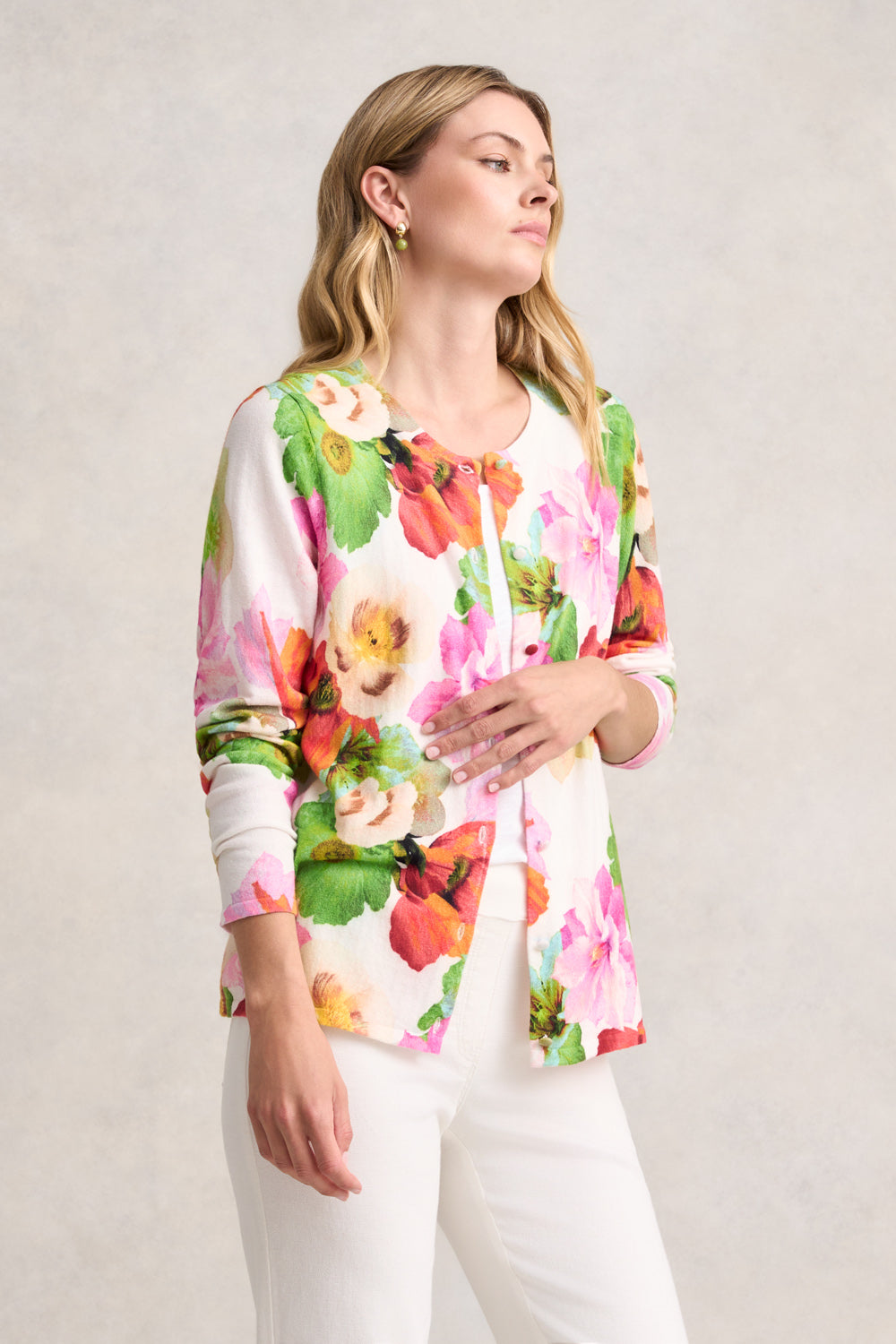 Printed Cotton Cardigan - Multi Floral
