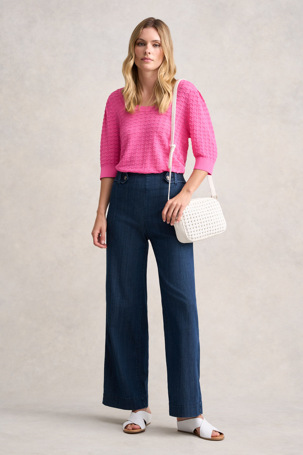 Short Sleeve Textured Knit - Vivid Pink