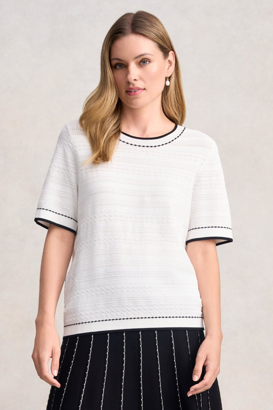 Jacquard Knit Top - White