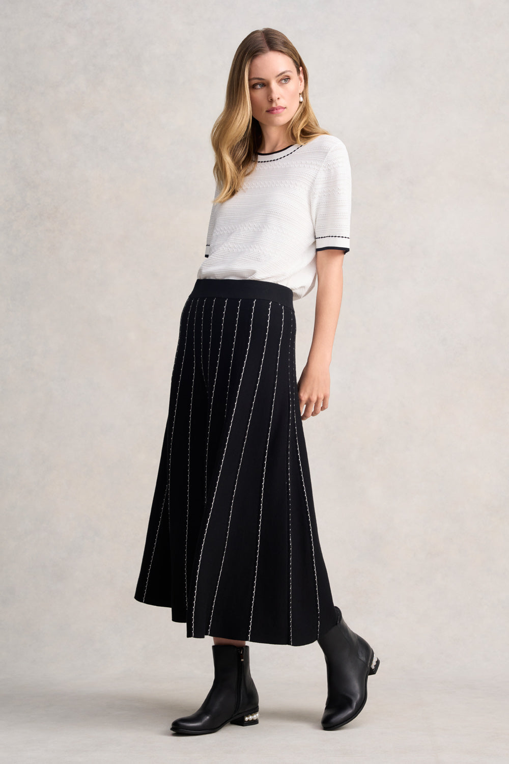 Jacquard Knit Top - White