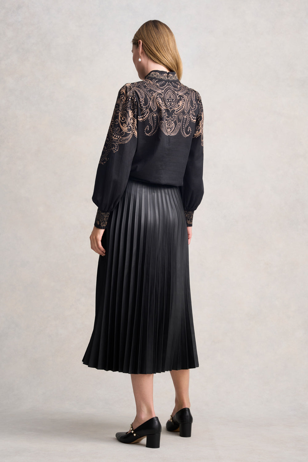 Border Print Blouse - Paisley Border Print
