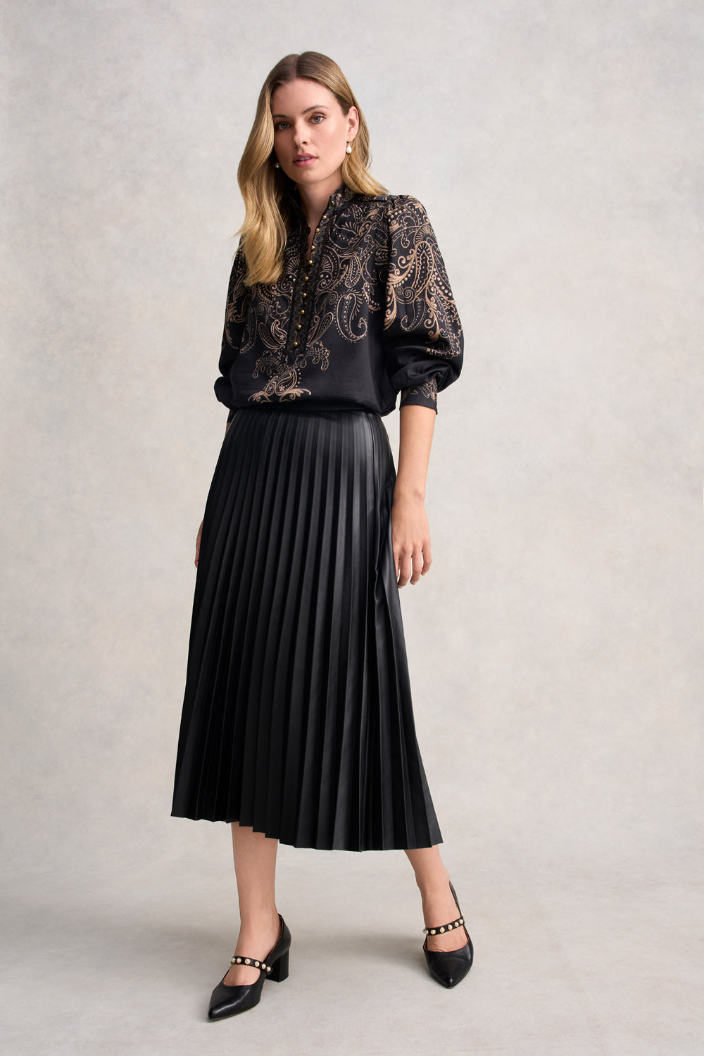Border Print Blouse - Paisley Border Print