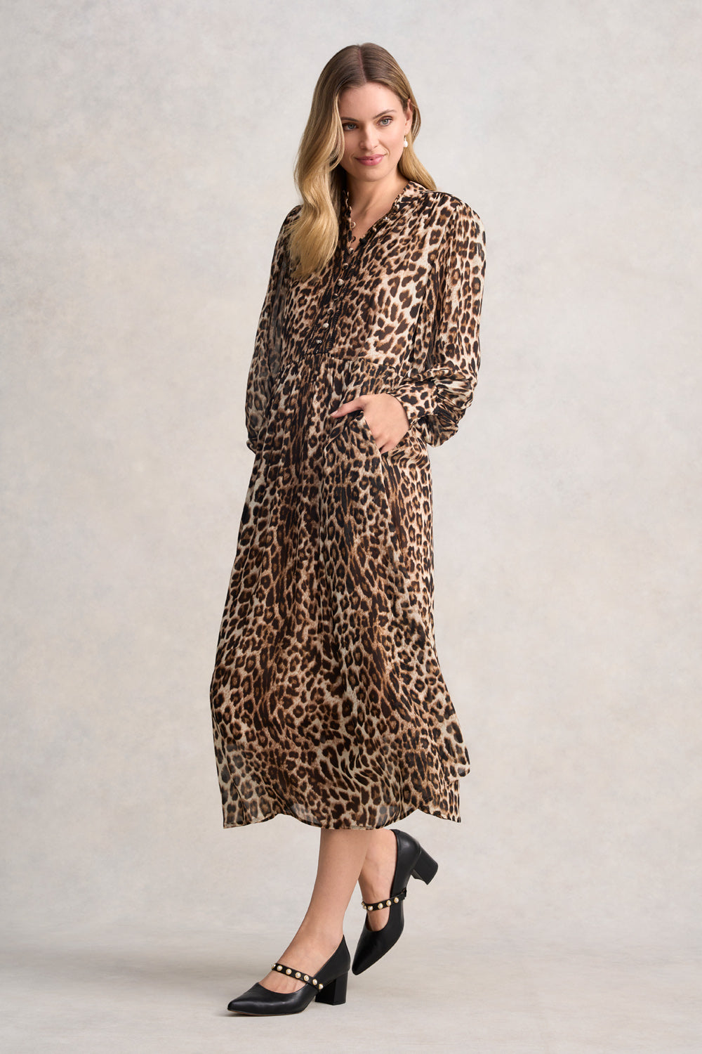 Georgette Print Dress - Leopard Print