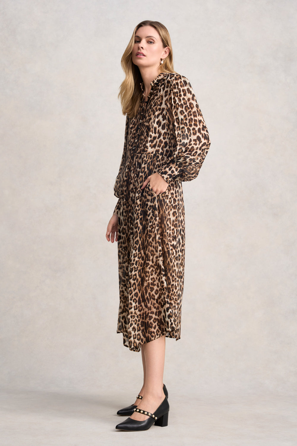 Georgette Print Dress - Leopard Print