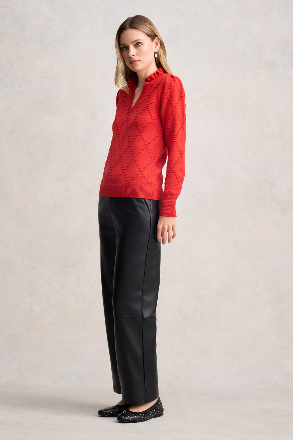 Jacquard Wool Jumper - Tomato