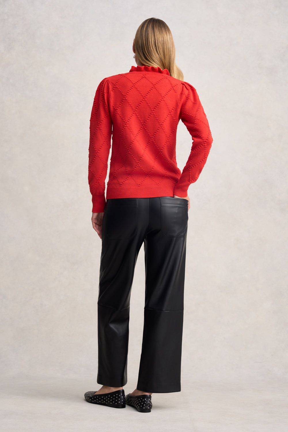 Jacquard Wool Jumper - Tomato