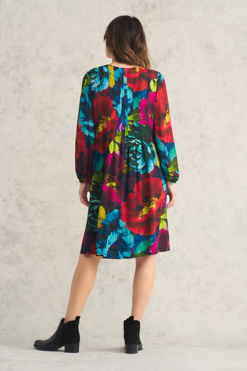 Pleated Georgette Dress - Oversized Floral