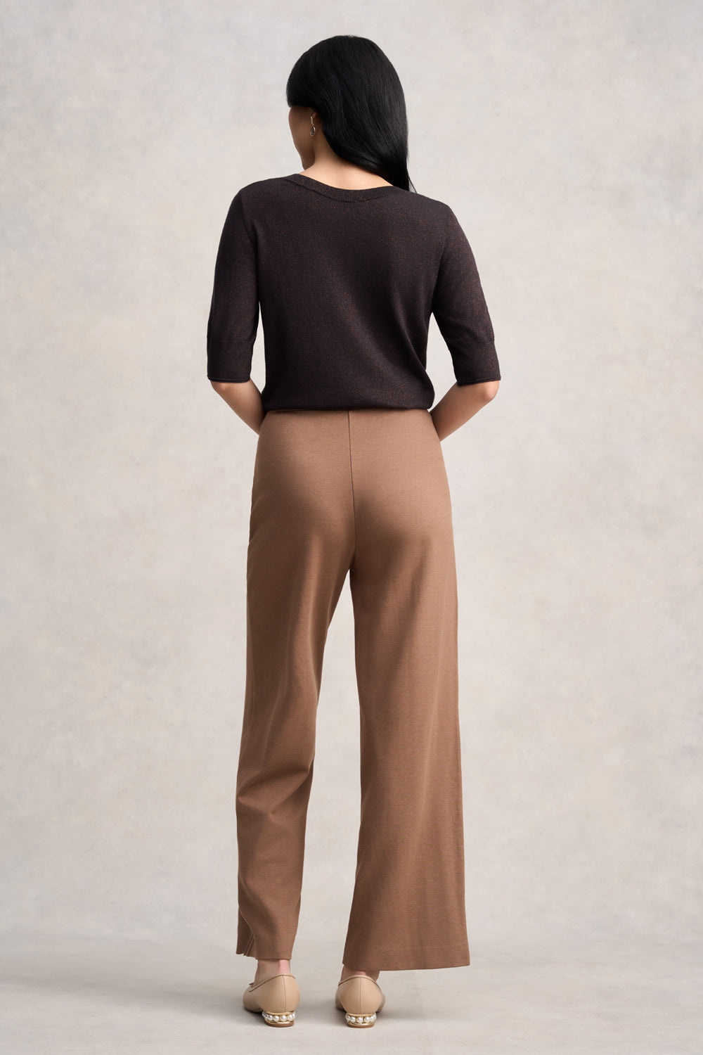 Half Sleeve Wool Knit - Chocolate Glitter