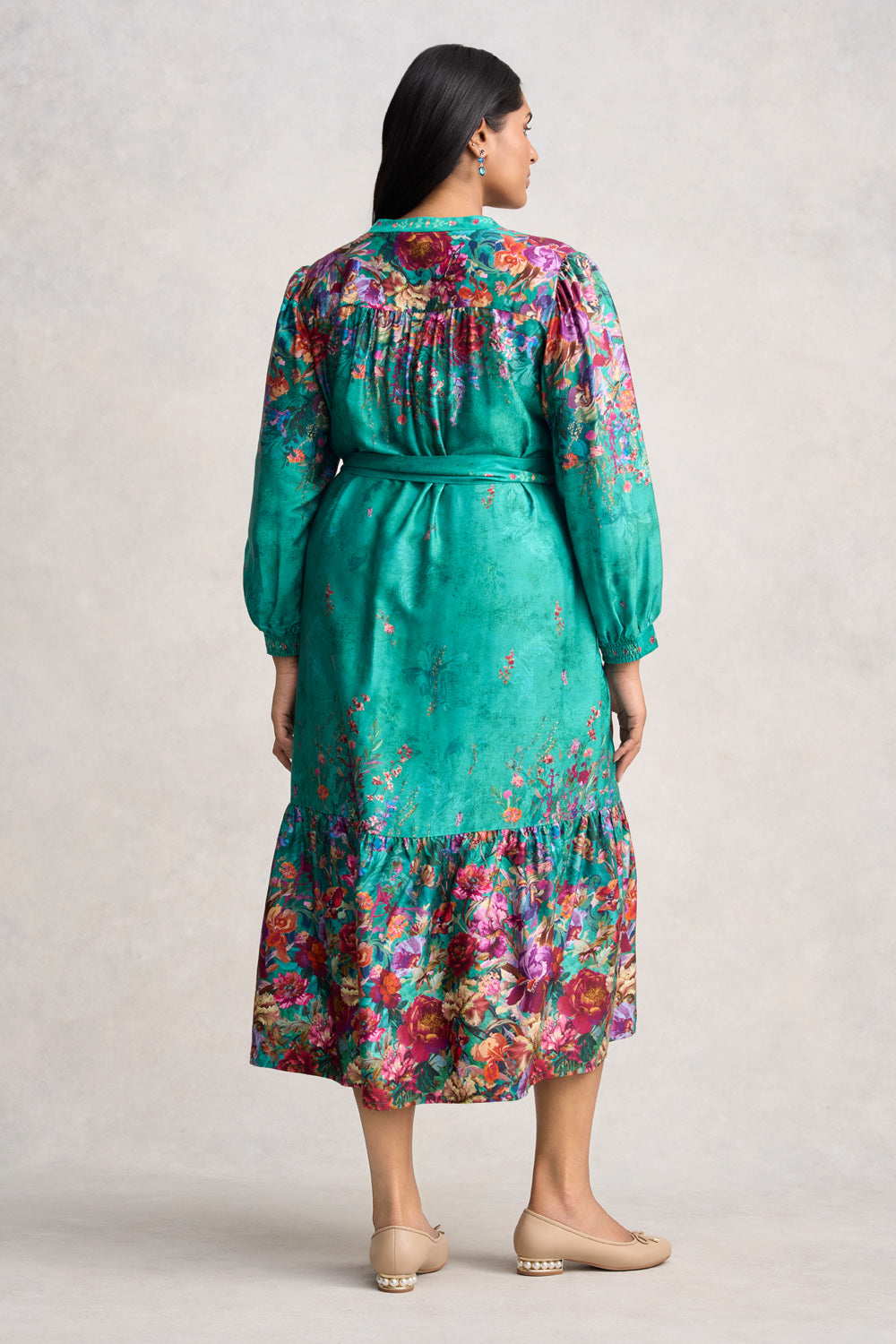 Border Print Shirt Dress - Jade Botanical Print