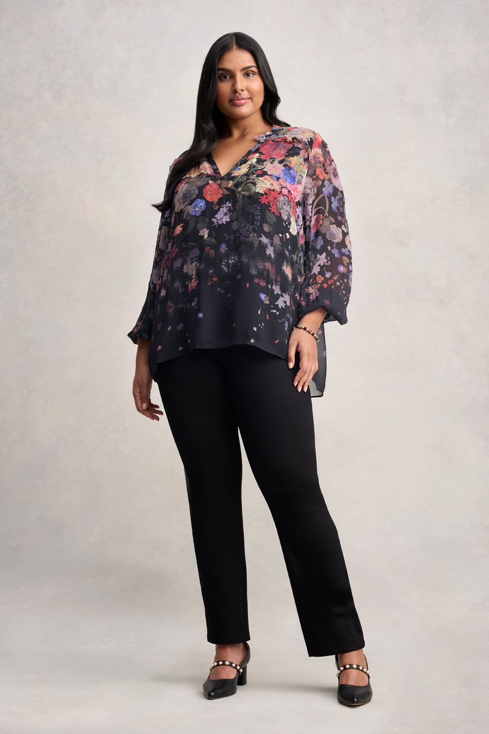 Viscose Georgette Printed Blouse - Midnight Floral