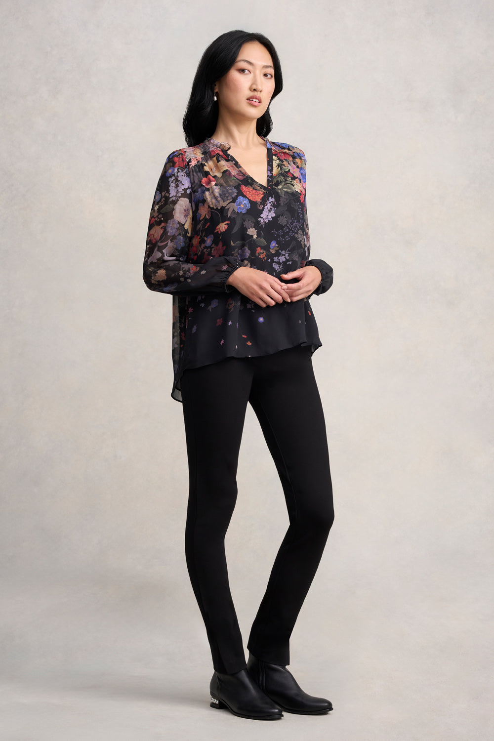 Viscose Georgette Printed Blouse - Midnight Floral
