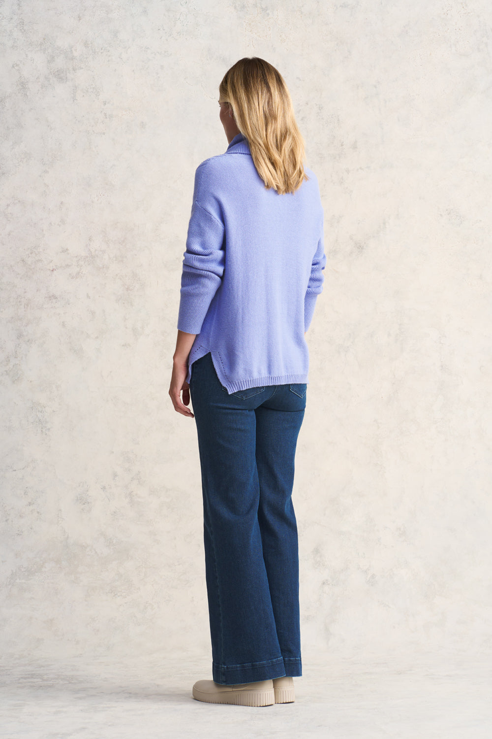 Roll Neck Cable Knit - Soft Lilac