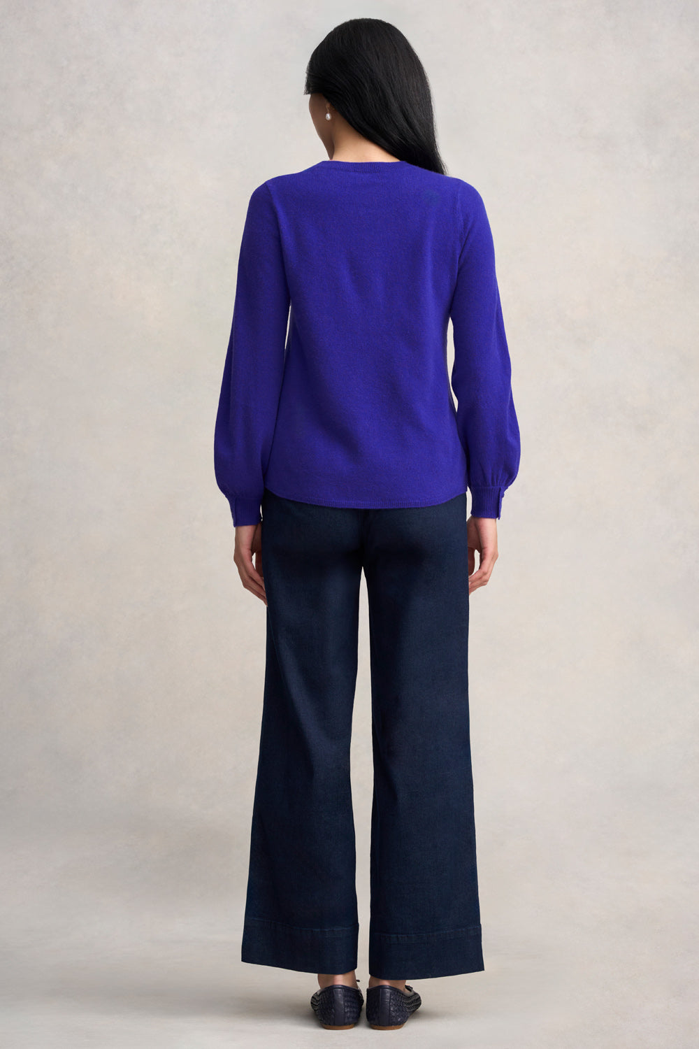 Cashmere Blouson Sleeve Jumper - Purple Marle