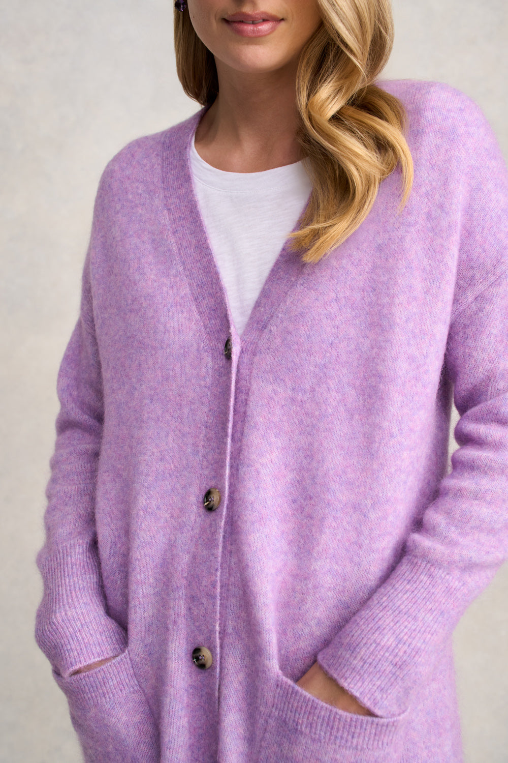 Button Through Mohair Cardigan - Violet