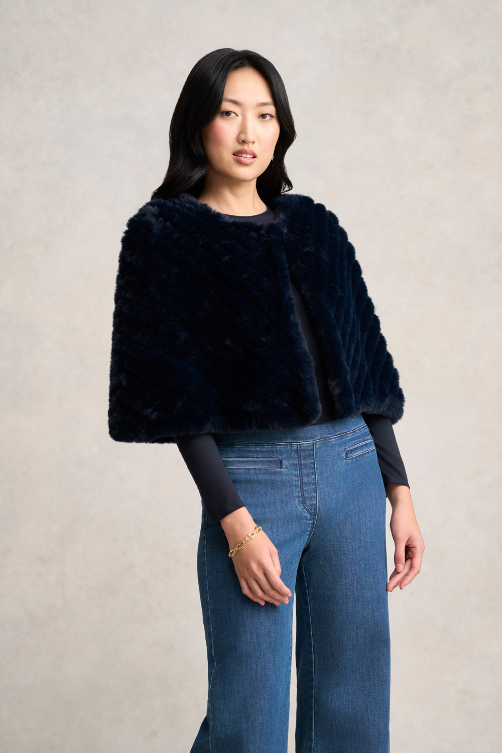 Faux Fur Capelet - Ink