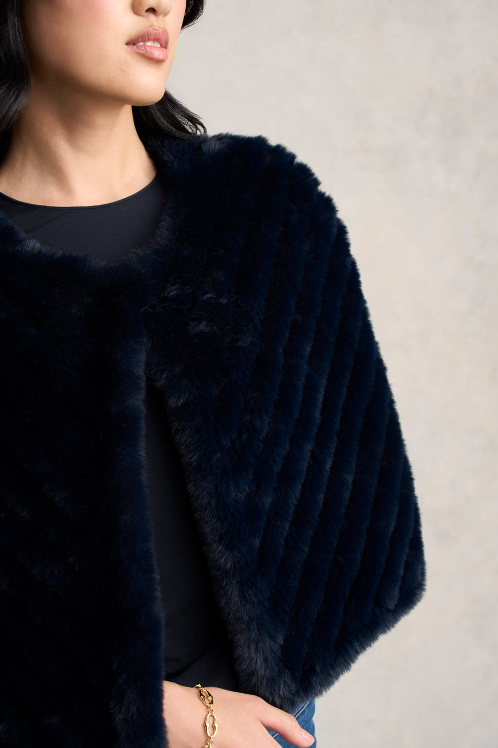 Faux Fur Capelet - Ink