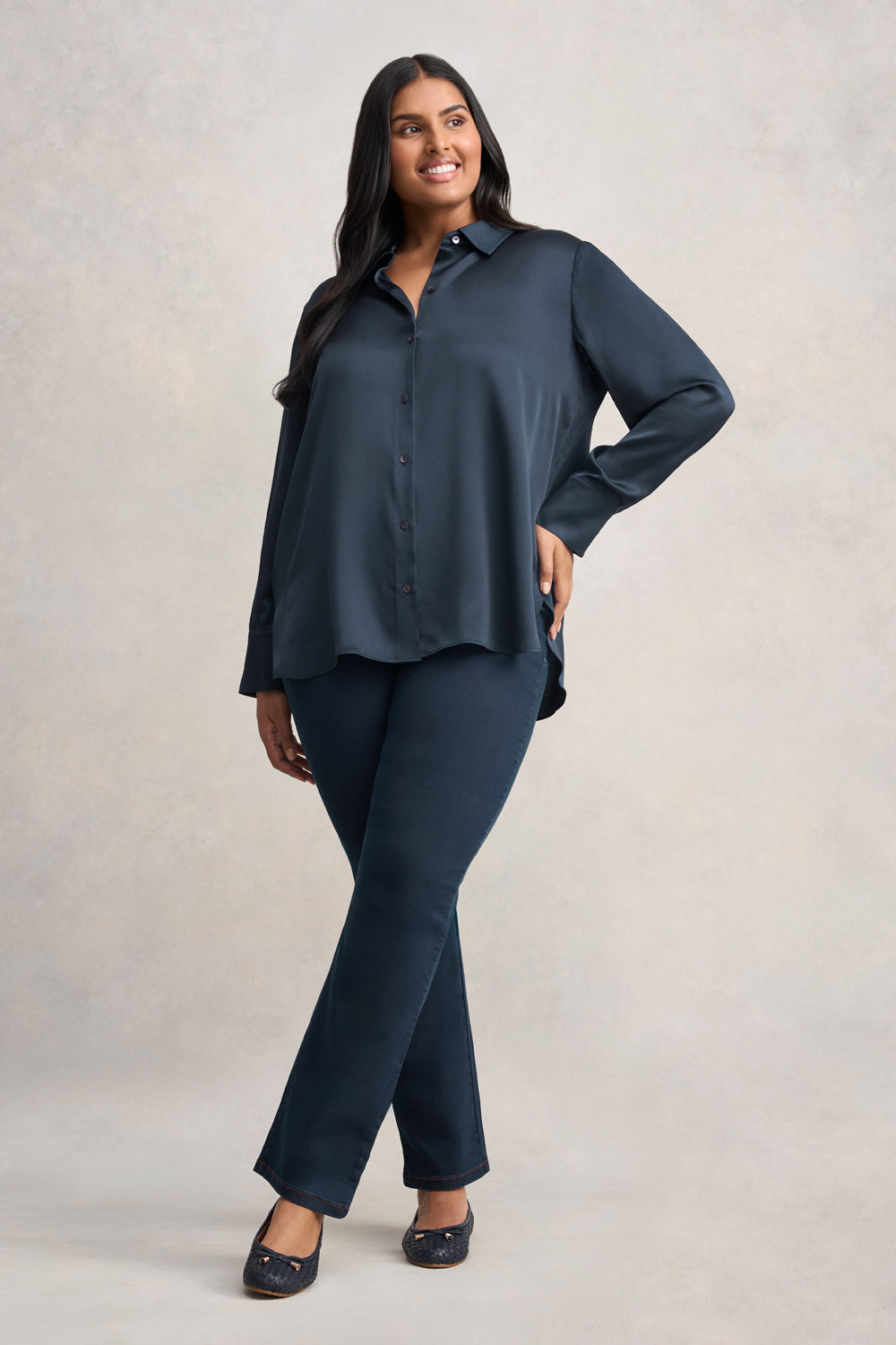 Stretch Silk Shirt - Ink