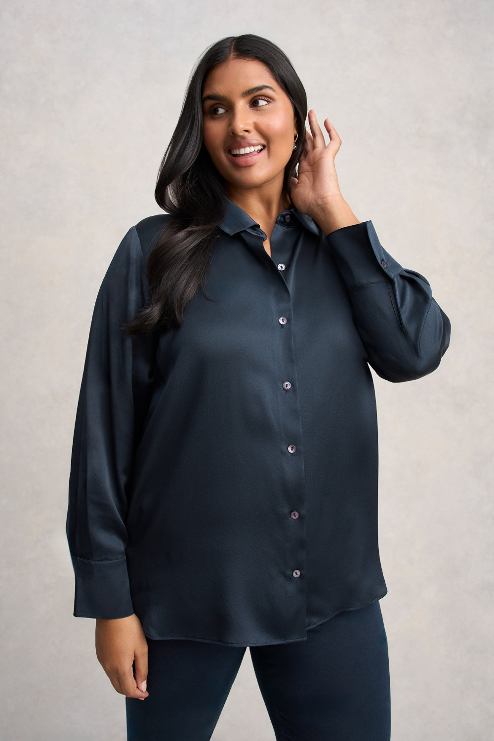 Stretch Silk Shirt - Ink