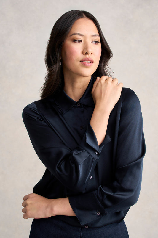 Stretch Silk Shirt - Ink