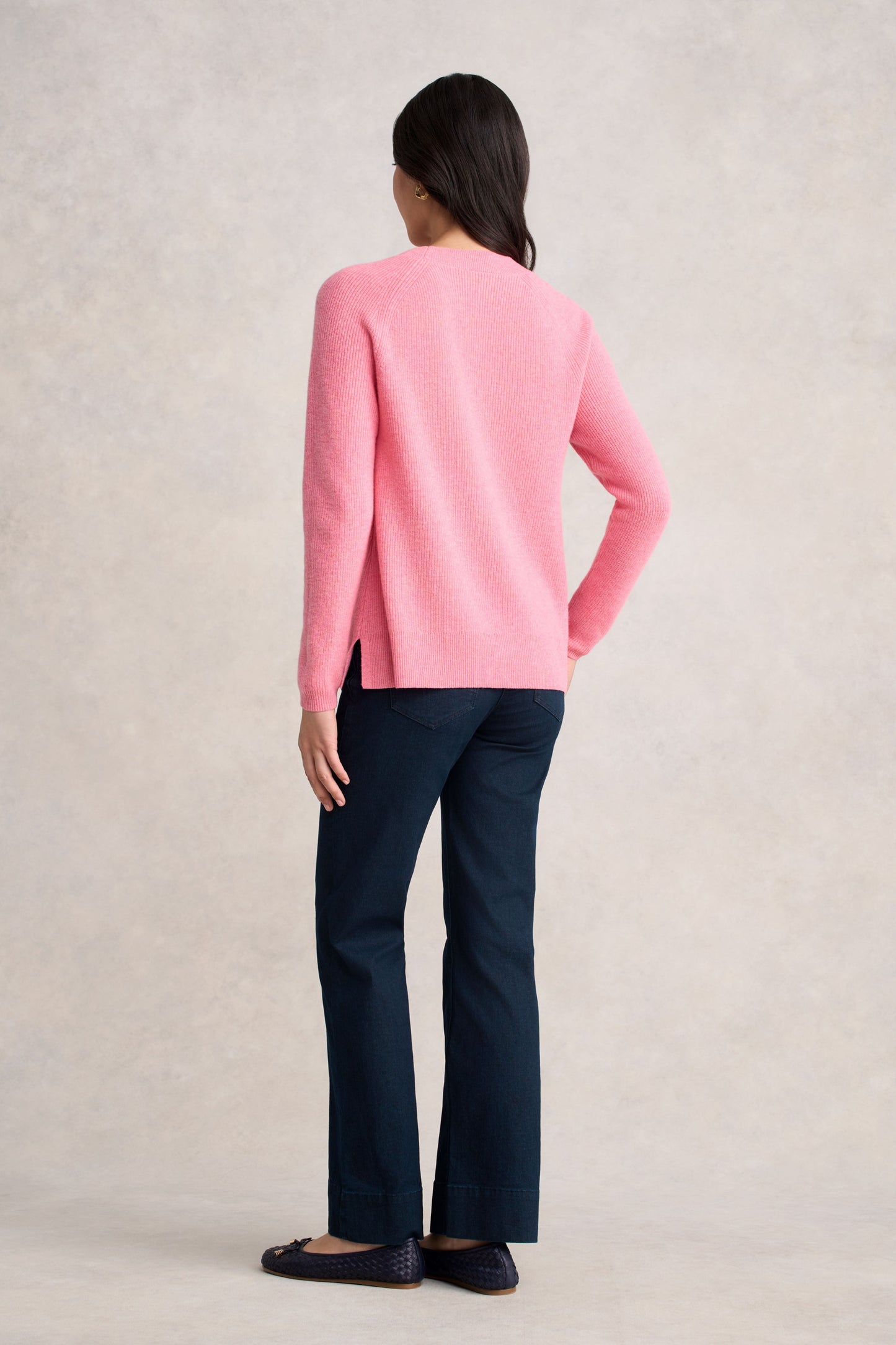 Wool Rib Knit - Pink White Marle