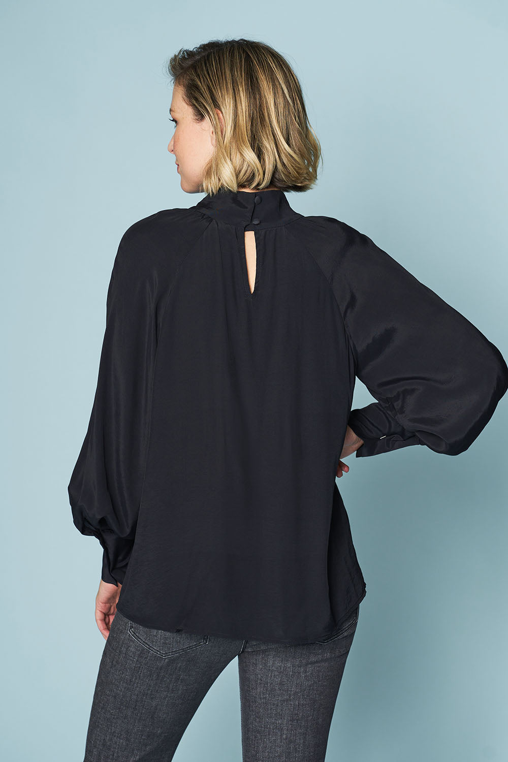 Twist Neck Flounce Top - Black