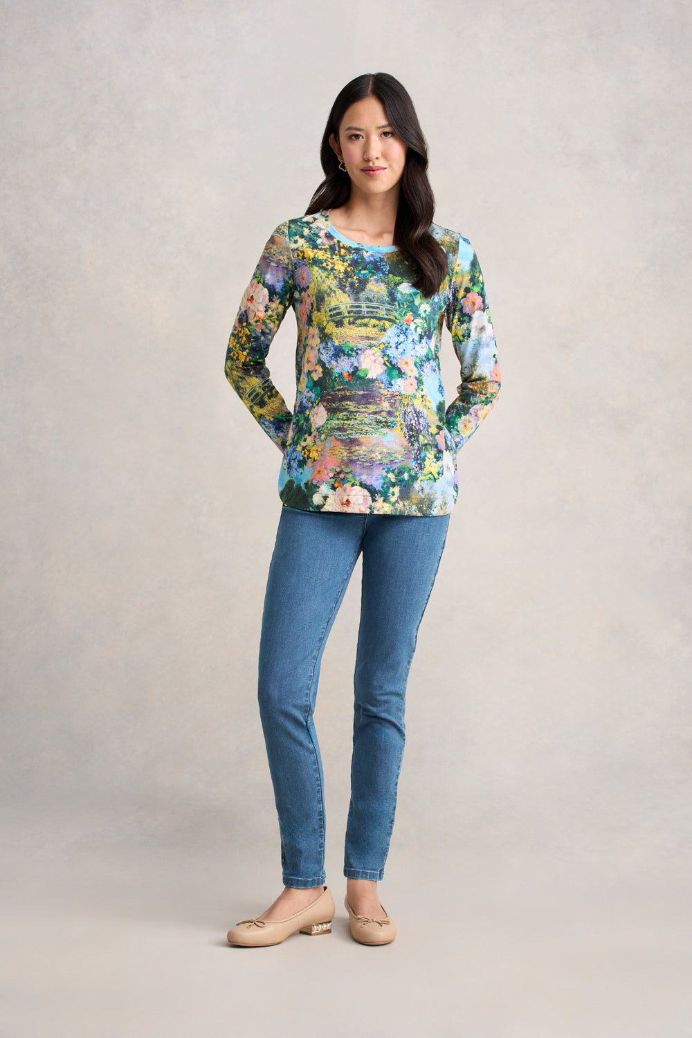 Long Sleeve Organic Cotton T-Shirt - Monet Garden
