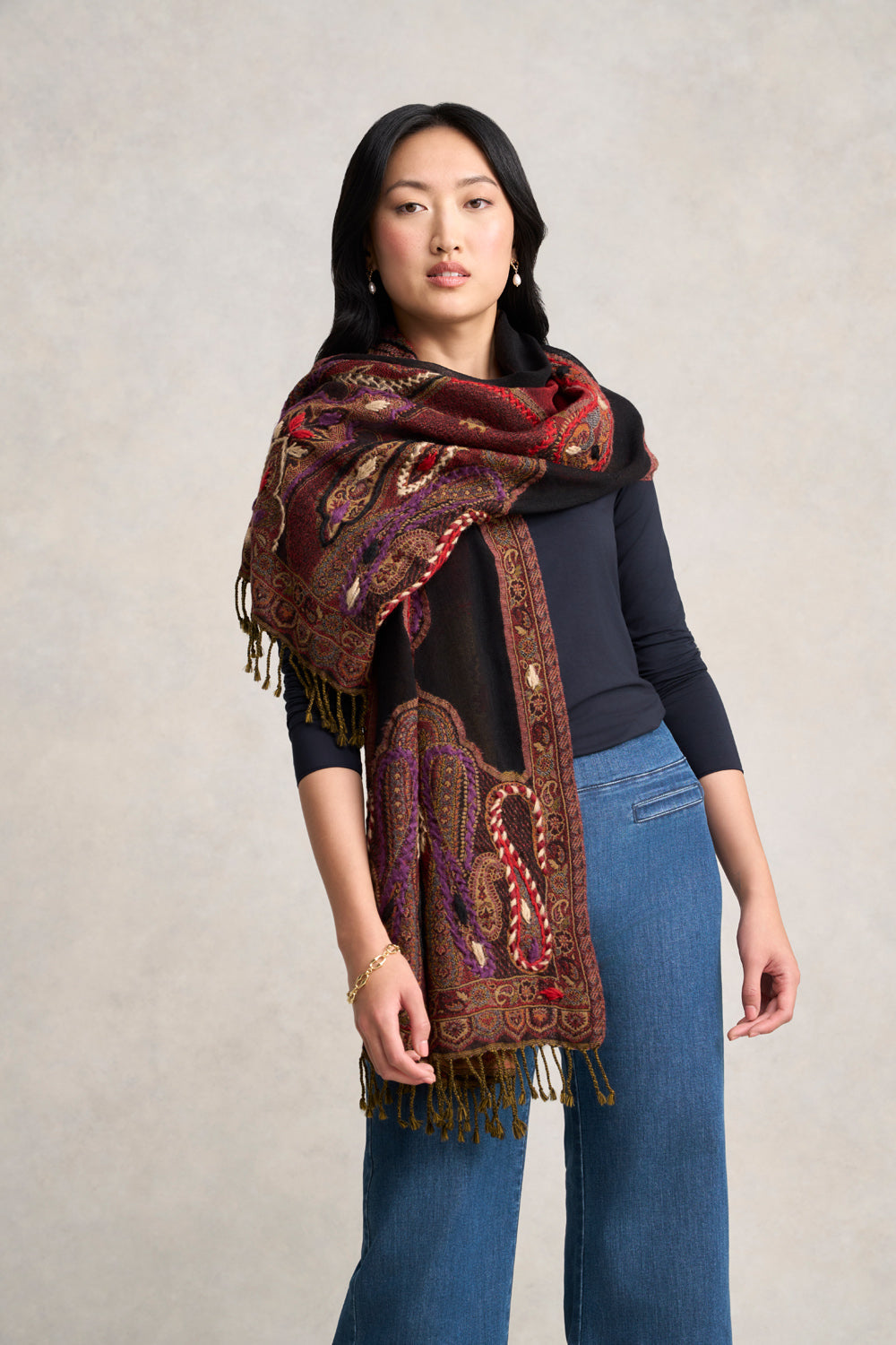 Paisley Swirls Wool Scarf - Multicolour