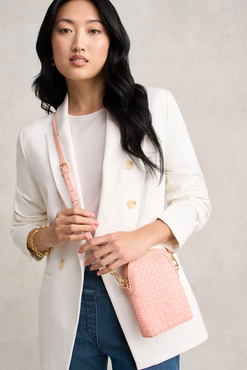 Soft Woven Phone Bag - Light Pink
