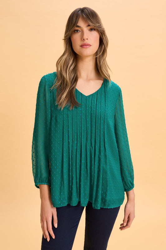 Clipped Georgette Blouse - Meadow Green