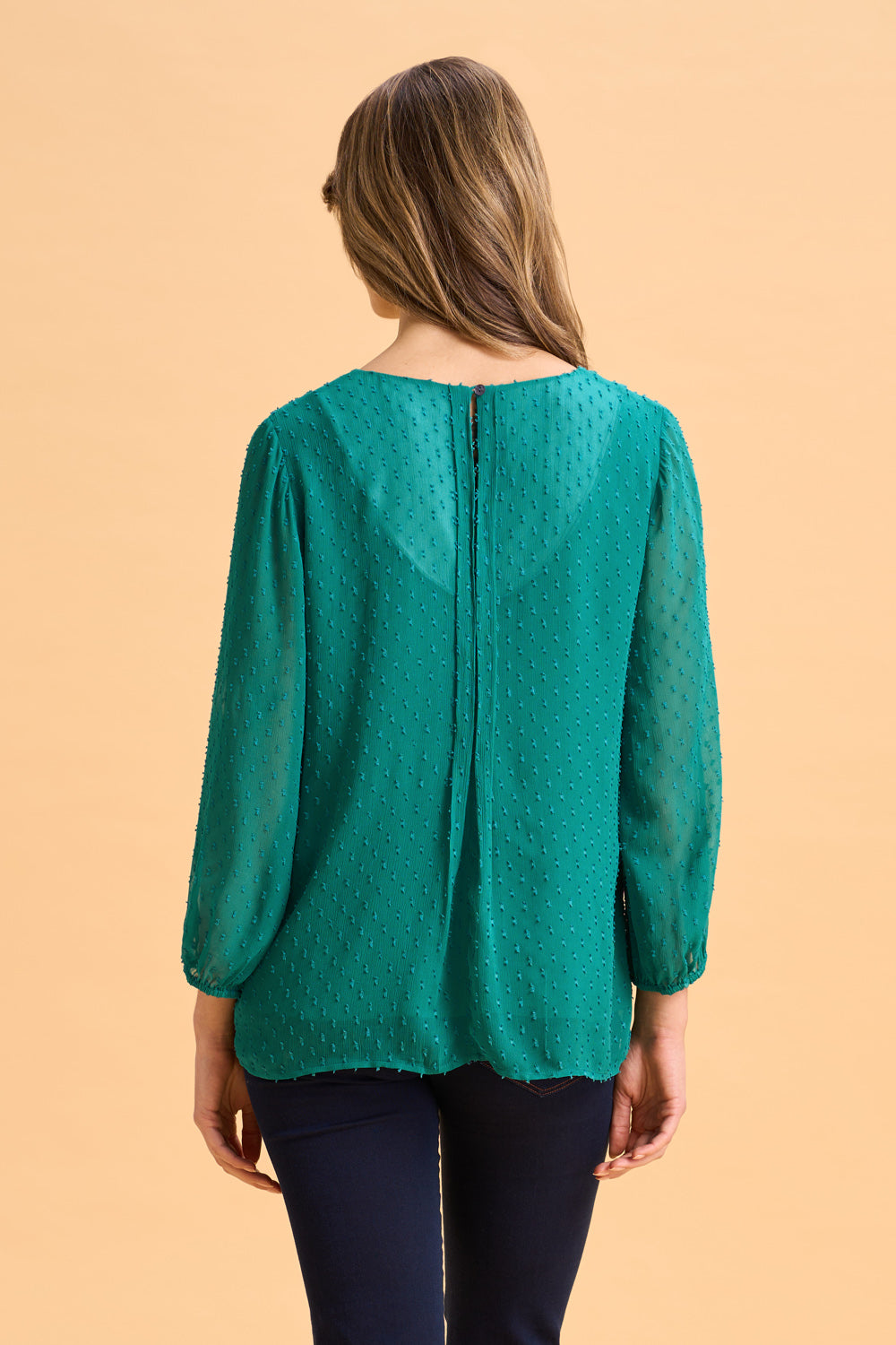 Clipped Georgette Blouse - Meadow Green