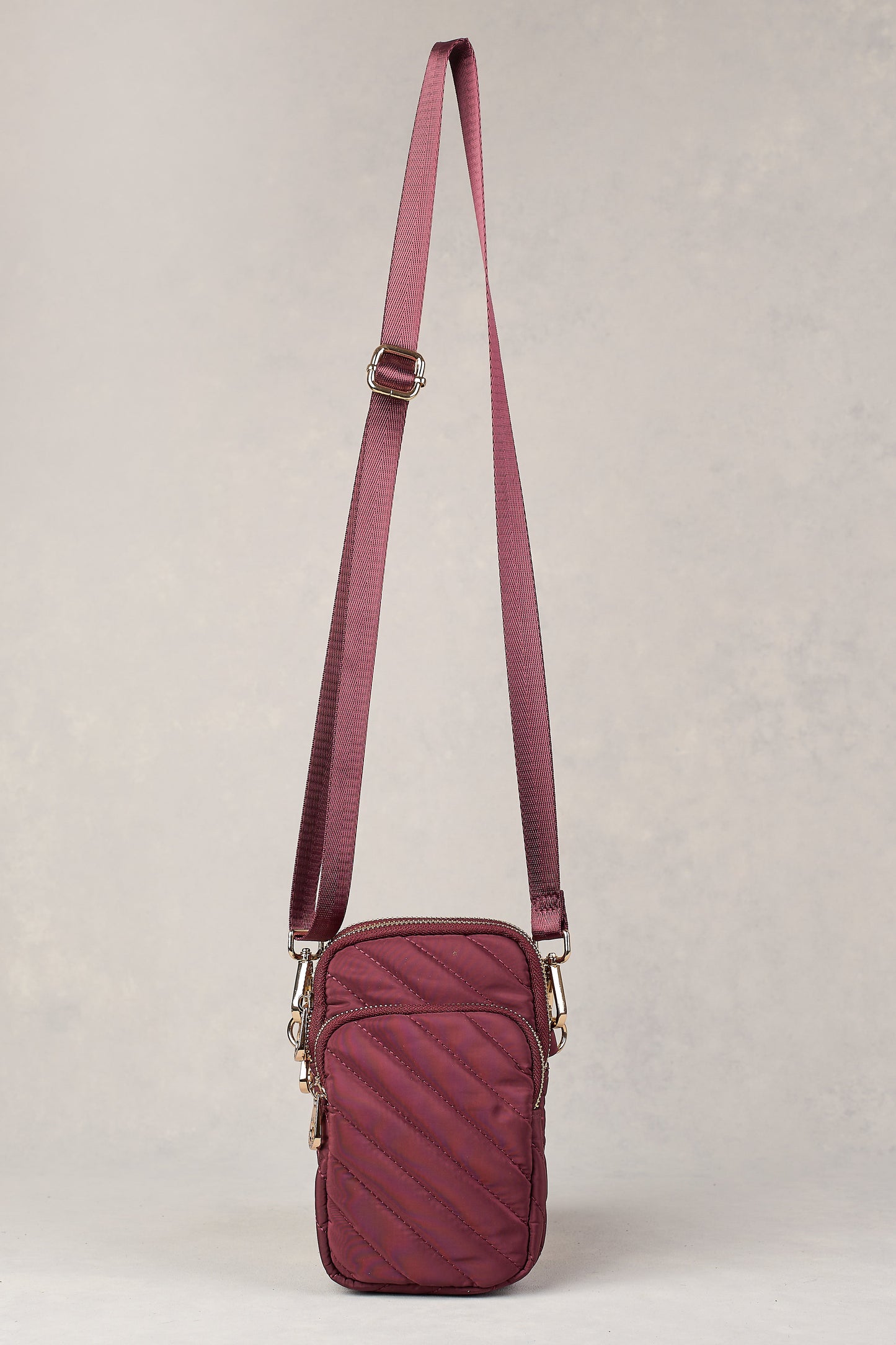Manon Quilted Phone Bag - Merlot