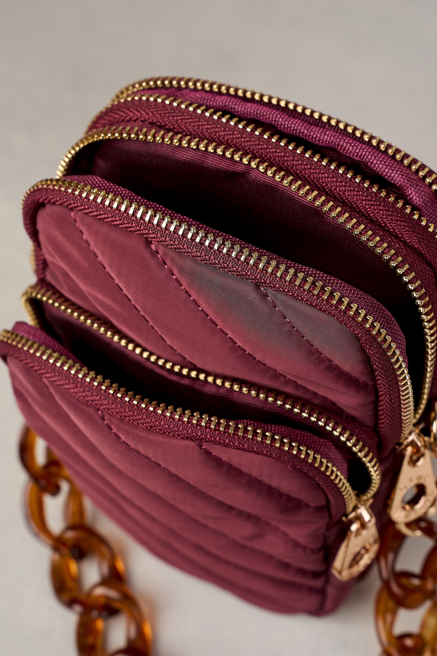Manon Quilted Phone Bag - Merlot