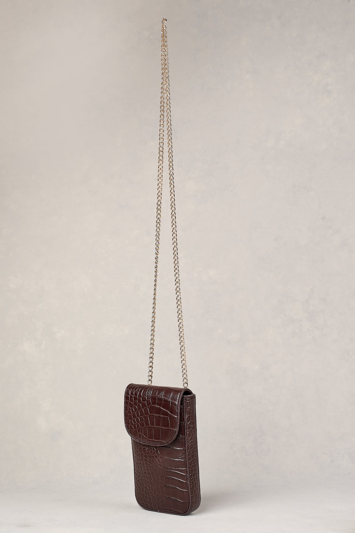 Charlotte Croc Phone Bag - Chocolate