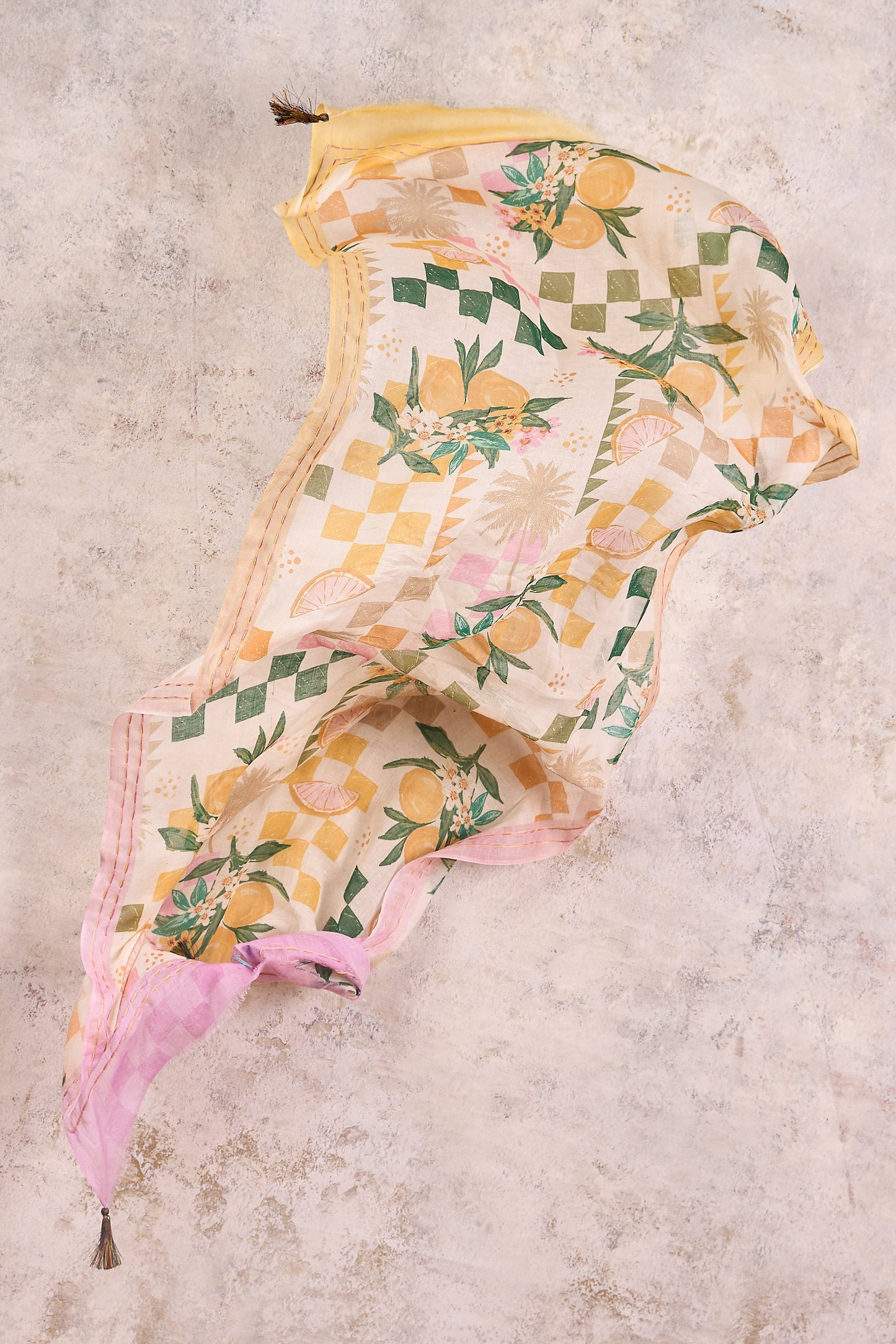 Fruit Checks Cotton Scarf - Multi