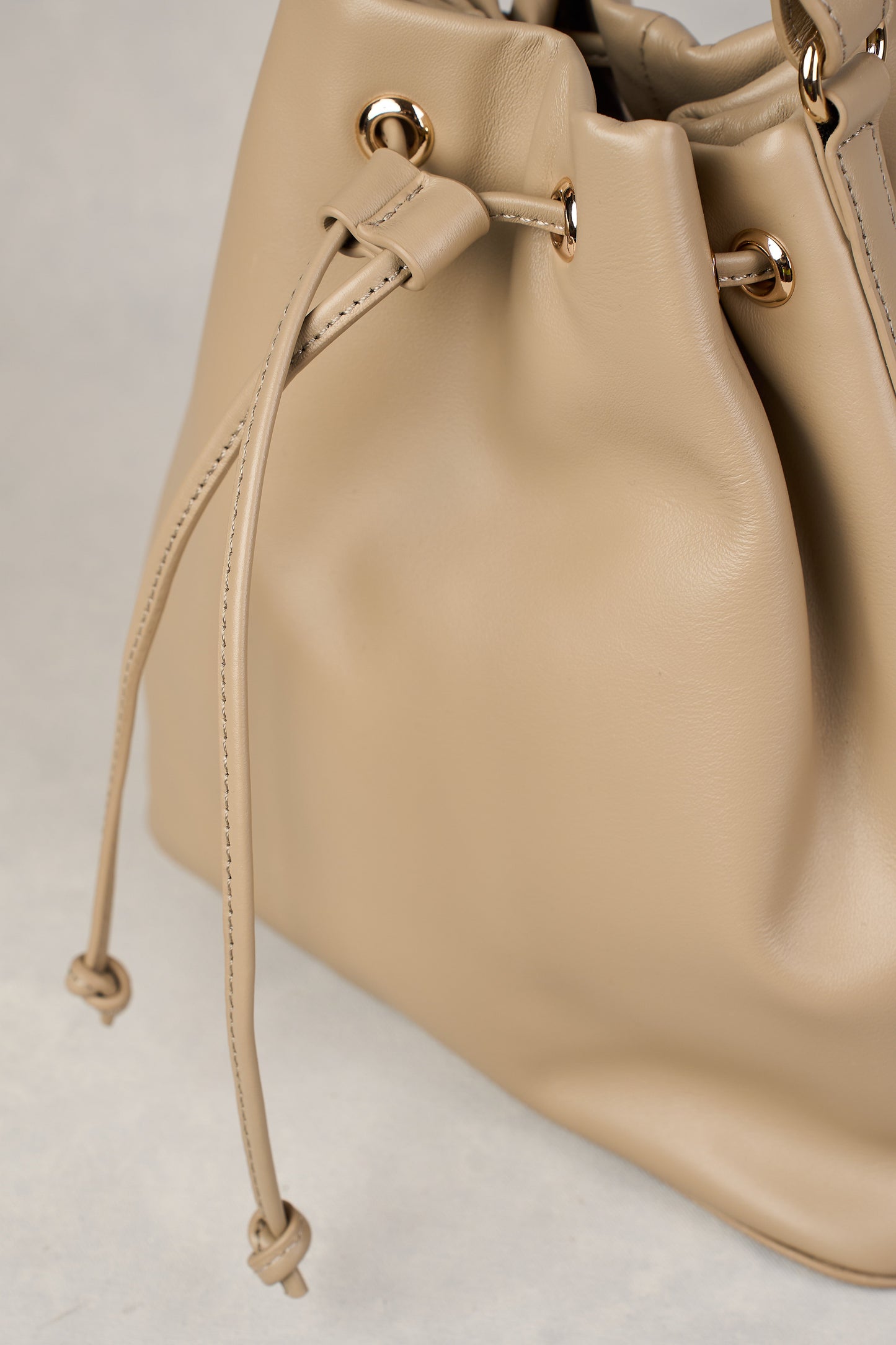 Leila Drawstring Bucket Bag - Stone