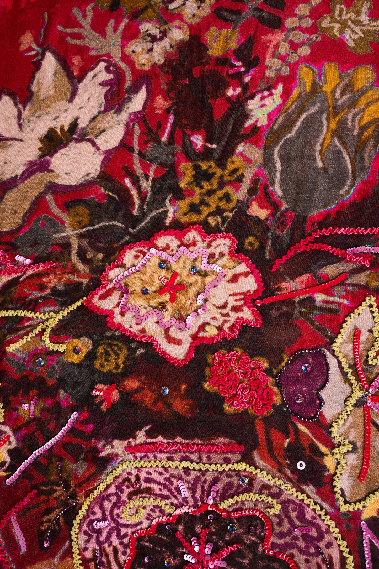 Merlot Embellished Wool Scarf
