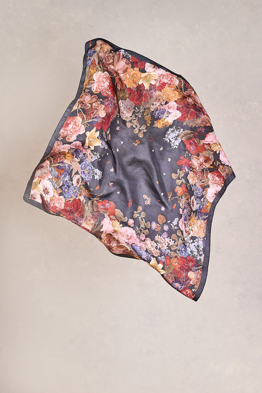 Midnight Floral Silk Scarf - Multicolour