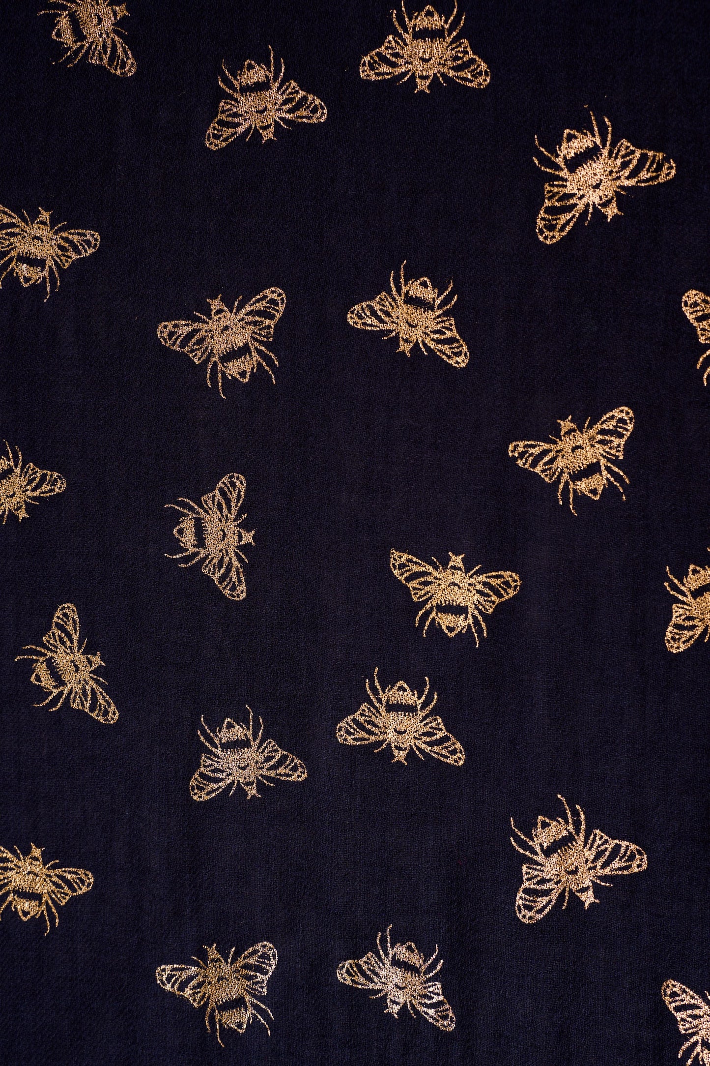 Navy Bee Foil Wool Scarf